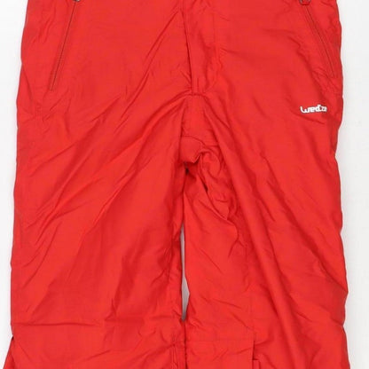 Decathlon Wedze Boys Red Ski Snow Pants Salopettes 8 Years Waterproof