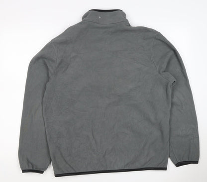 Puma Men's Grey M Full Zip Fleece Jacket Stand-Up Collar Sports Logo
