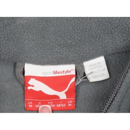 Puma Men's Grey M Full Zip Fleece Jacket Stand-Up Collar Sports Logo