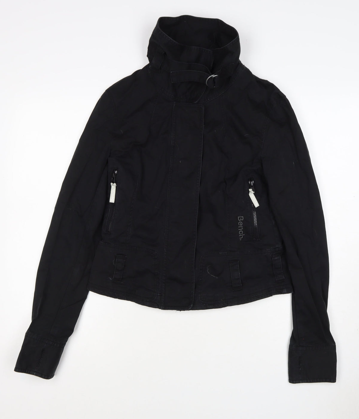 Bench Women’s Black Size S Military Cotton Blend Zip Jacket Pockets
