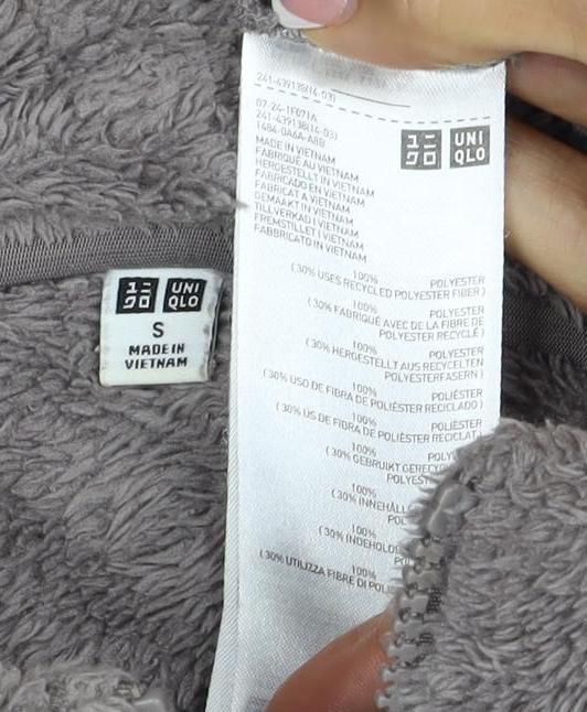 UNIQLO Women Grey S Full Zip Teddy Fleece Basic Jacket