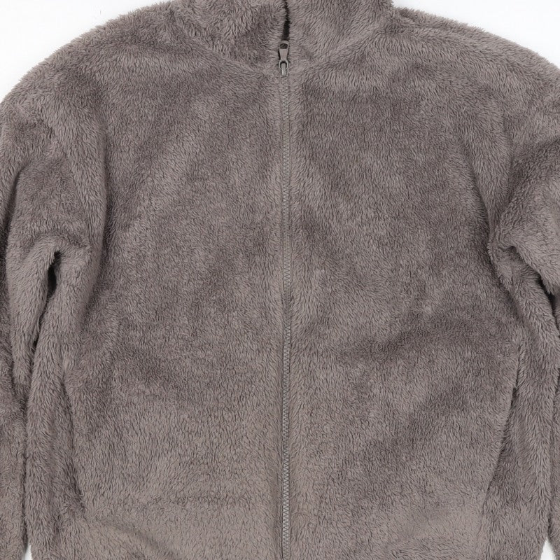 UNIQLO Women Grey S Full Zip Teddy Fleece Basic Jacket