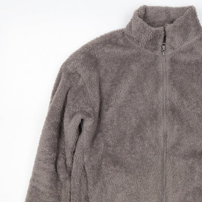 UNIQLO Women Grey S Full Zip Teddy Fleece Basic Jacket