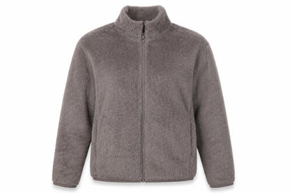 UNIQLO Women Grey S Full Zip Teddy Fleece Basic Jacket