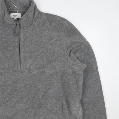 Marks & Spencer Men Grey 3XL Fleece 1/4 Zip Pullover Sweatshirt