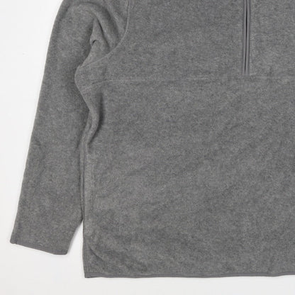 Marks & Spencer Men Grey 3XL Fleece 1/4 Zip Pullover Sweatshirt