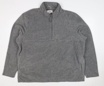 Marks & Spencer Men Grey 3XL Fleece 1/4 Zip Pullover Sweatshirt
