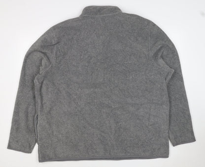 Marks & Spencer Men Grey 3XL Fleece 1/4 Zip Pullover Sweatshirt