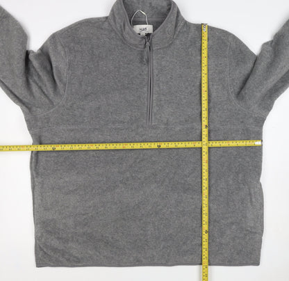 Marks & Spencer Men Grey 3XL Fleece 1/4 Zip Pullover Sweatshirt