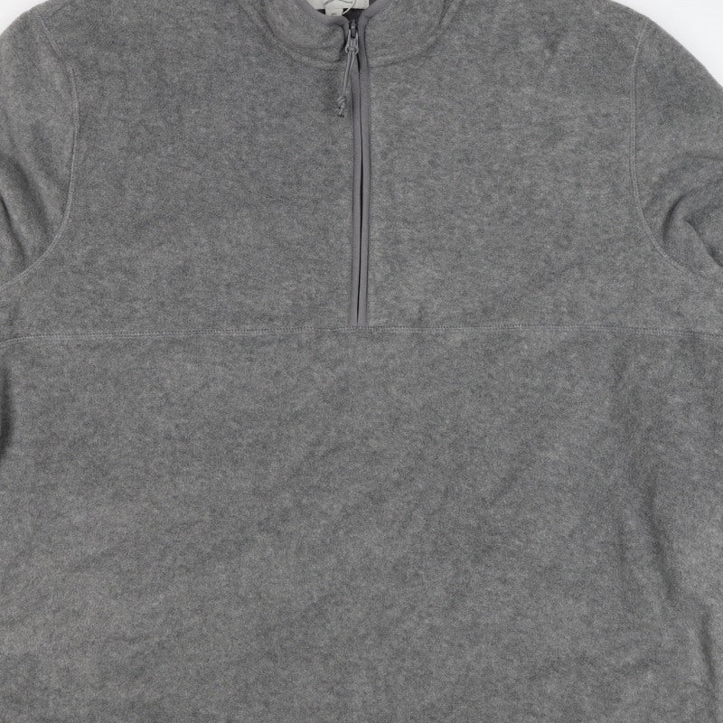 Marks & Spencer Men Grey 3XL Fleece 1/4 Zip Pullover Sweatshirt