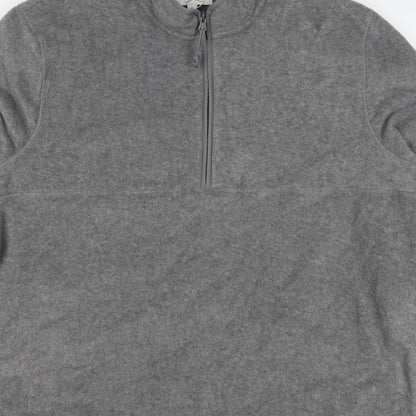 Marks & Spencer Men Grey 3XL Fleece 1/4 Zip Pullover Sweatshirt