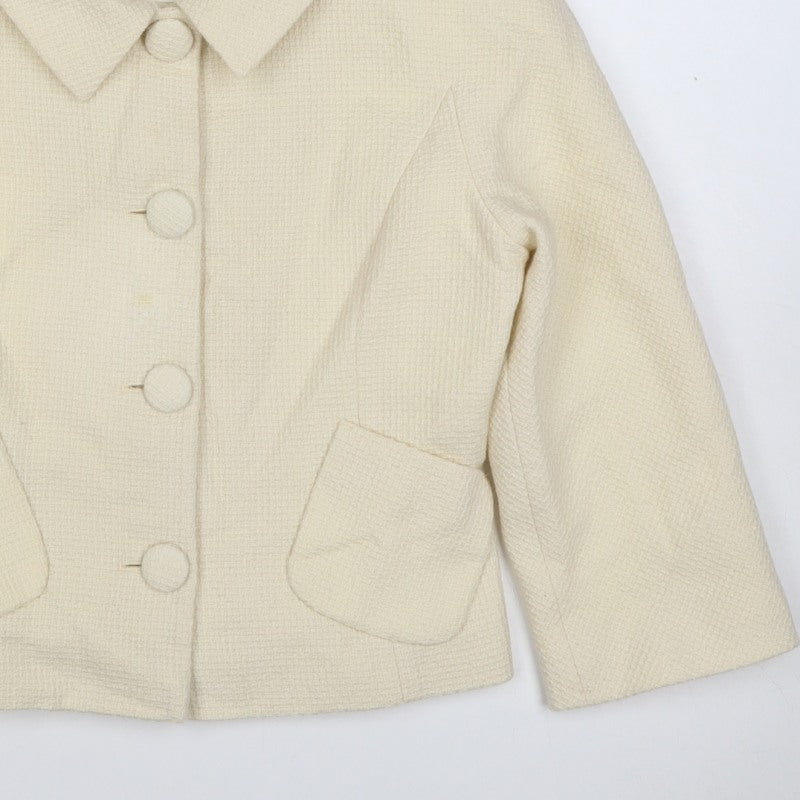 L.K. Bennett Women Ivory UK 10 Wool Blazer Short 4 Button Lined