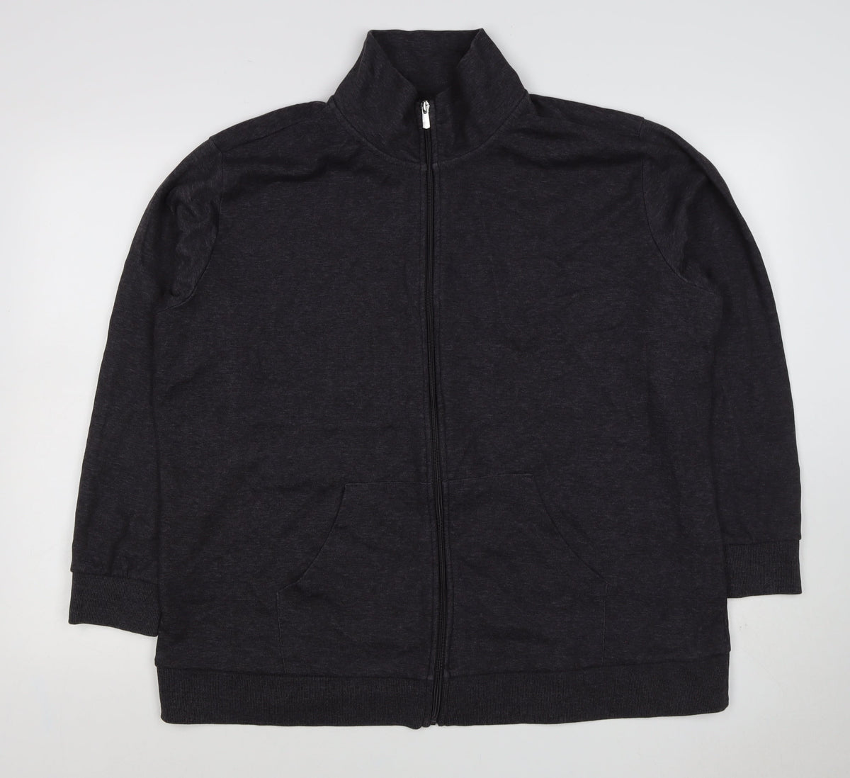 Bench Womens Black M Full Zip High Neck Logo Sweatshirt