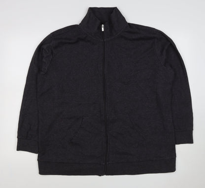 Bench Womens Black M Full Zip High Neck Logo Sweatshirt