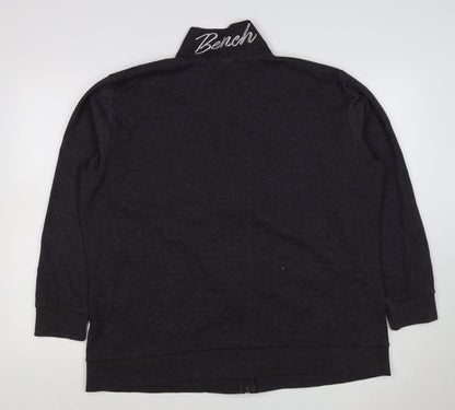 Bench Womens Black M Full Zip High Neck Logo Sweatshirt