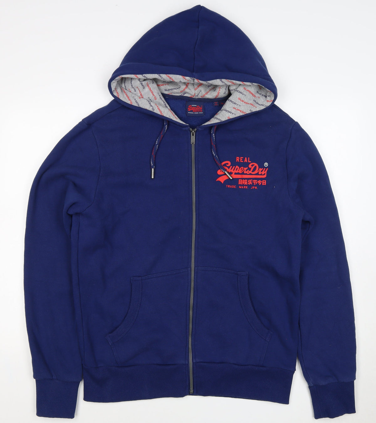 Superdry Men's Blue XL Full Zip Hooded Logo Fleece Hoodie