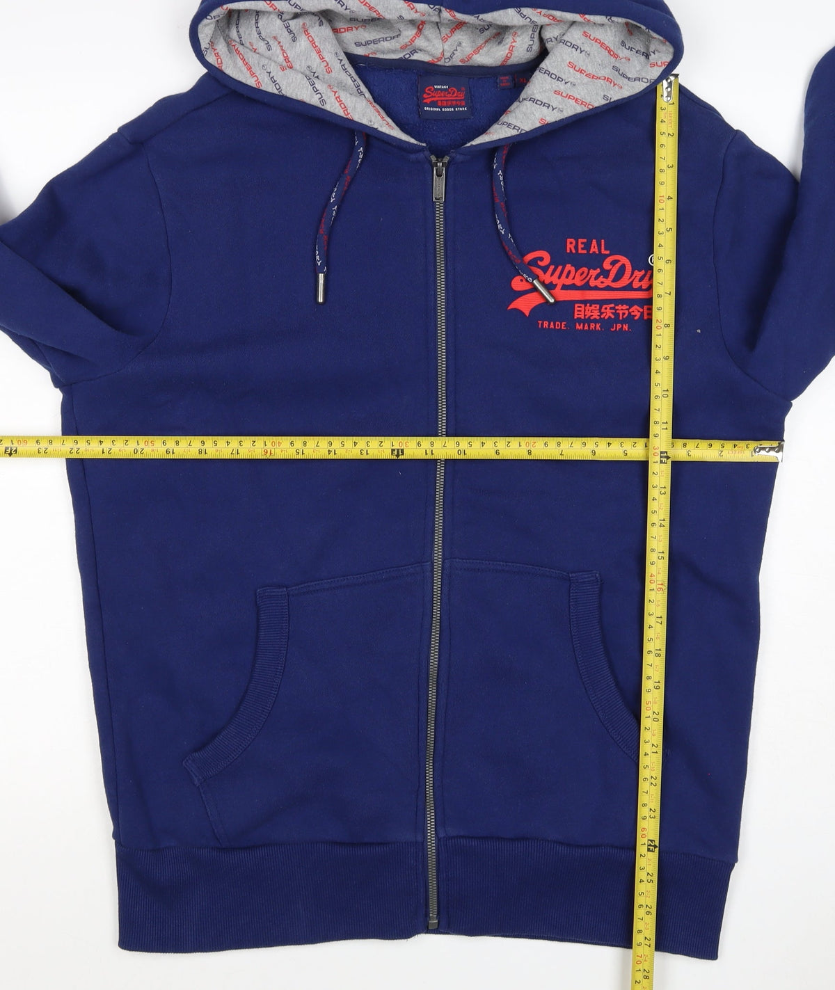 Superdry Men's Blue XL Full Zip Hooded Logo Fleece Hoodie