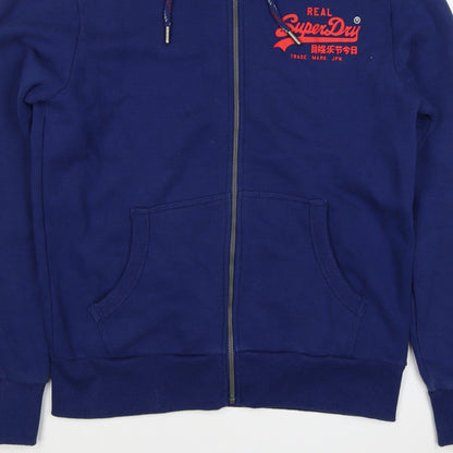Superdry Men's Blue XL Full Zip Hooded Logo Fleece Hoodie