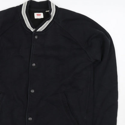 Levi's Men’s Black L Varsity Jacket Cotton Blend Button Pockets