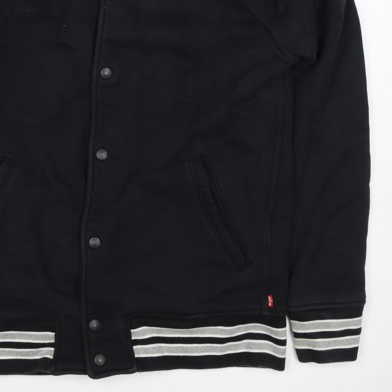 Levi's Men’s Black L Varsity Jacket Cotton Blend Button Pockets