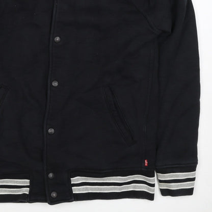 Levi's Men’s Black L Varsity Jacket Cotton Blend Button Pockets