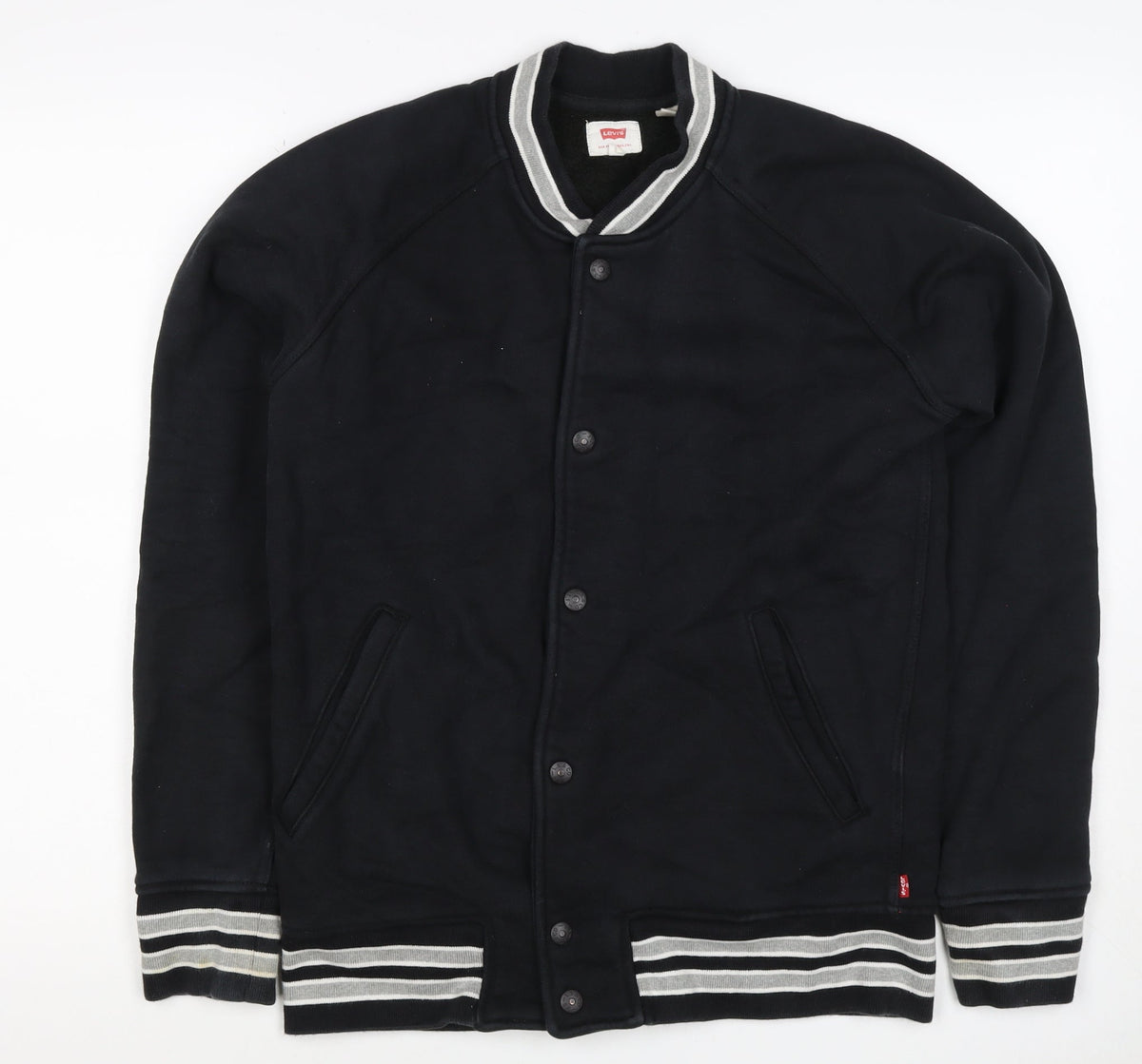 Levi's Men’s Black L Varsity Jacket Cotton Blend Button Pockets