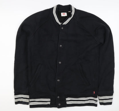 Levi's Men’s Black L Varsity Jacket Cotton Blend Button Pockets