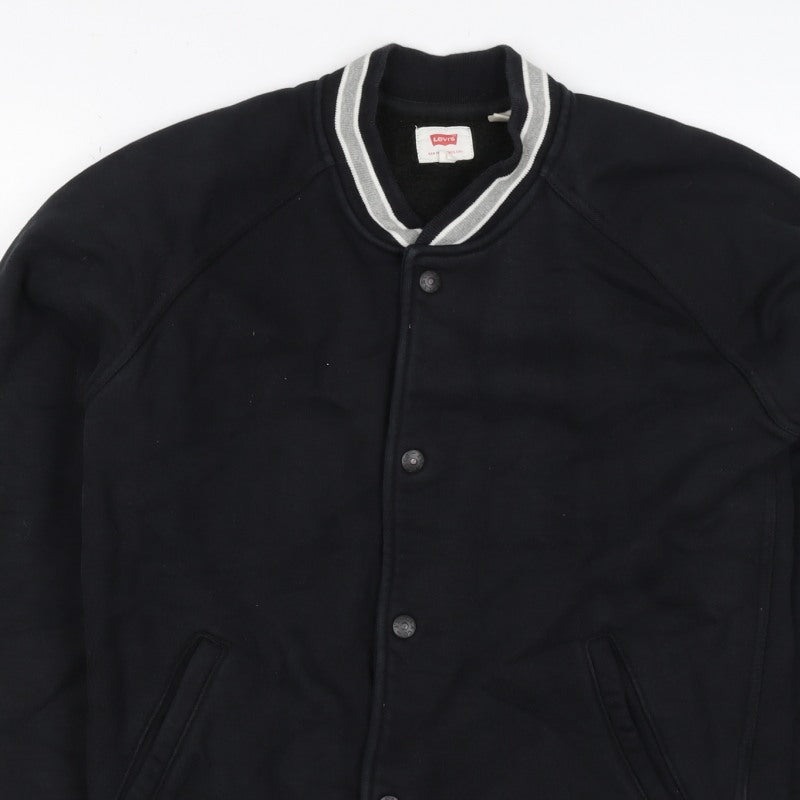 Levi's Men’s Black L Varsity Jacket Cotton Blend Button Pockets