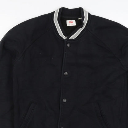Levi's Men’s Black L Varsity Jacket Cotton Blend Button Pockets