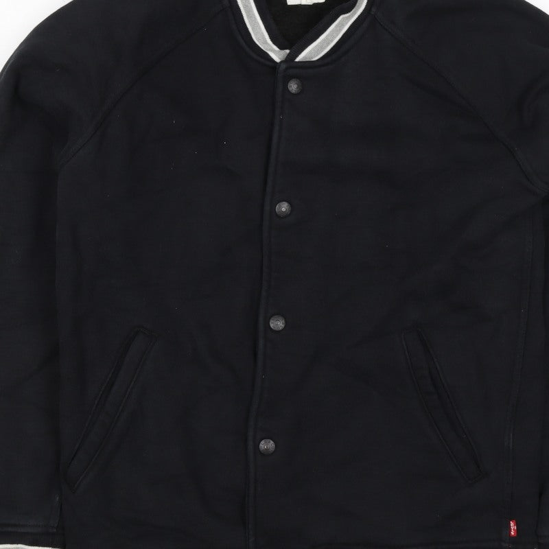 Levi's Men’s Black L Varsity Jacket Cotton Blend Button Pockets