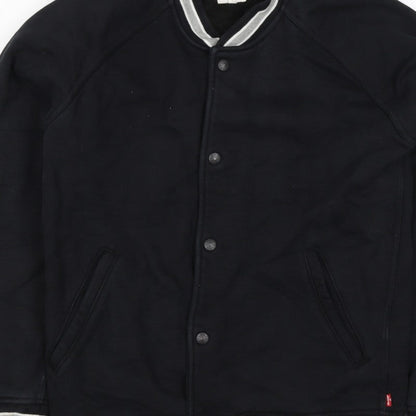 Levi's Men’s Black L Varsity Jacket Cotton Blend Button Pockets