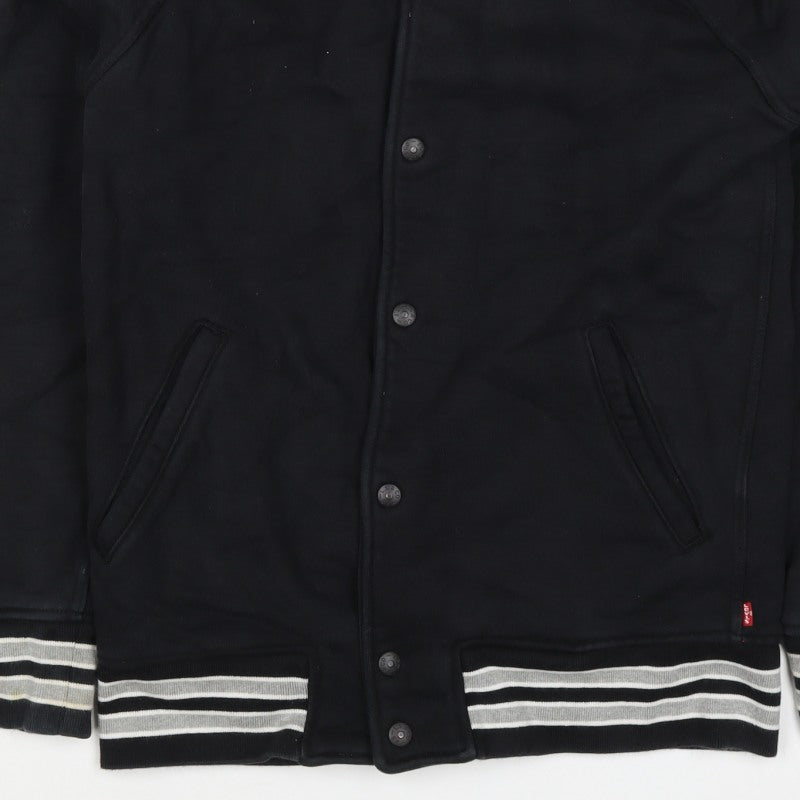 Levi's Men’s Black L Varsity Jacket Cotton Blend Button Pockets