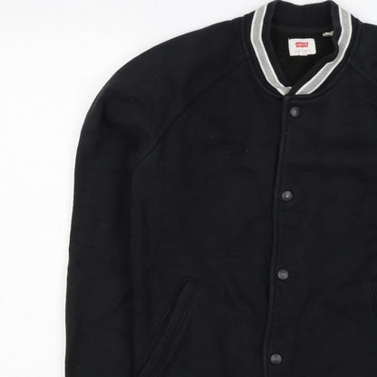 Levi's Men’s Black L Varsity Jacket Cotton Blend Button Pockets