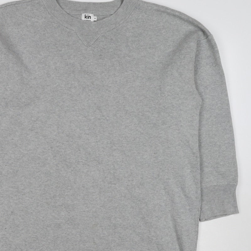 Kin by John Lewis Women Grey Size 10 Crew Neck Knit Tunic Jumper
