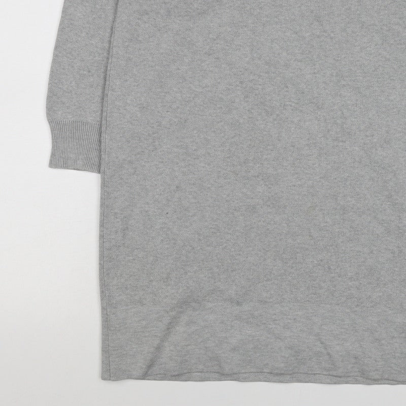Kin by John Lewis Women Grey Size 10 Crew Neck Knit Tunic Jumper