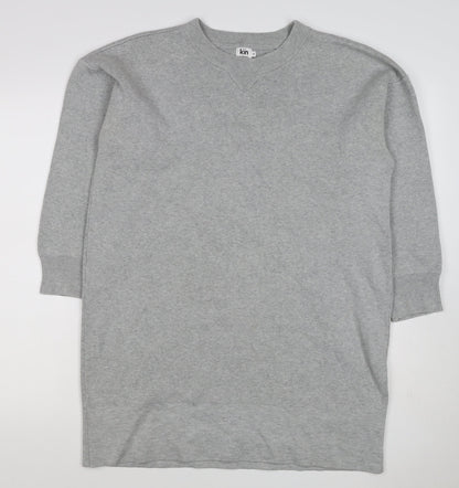 Kin by John Lewis Women Grey Size 10 Crew Neck Knit Tunic Jumper