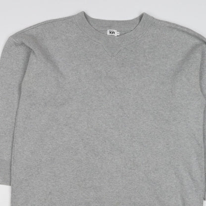 Kin by John Lewis Women Grey Size 10 Crew Neck Knit Tunic Jumper