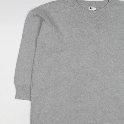 Kin by John Lewis Women Grey Size 10 Crew Neck Knit Tunic Jumper