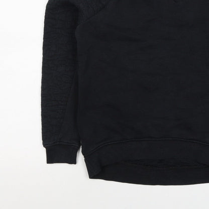Nike Women Black XS Quilted Sleeve Crew Neck Pullover Sweatshirt