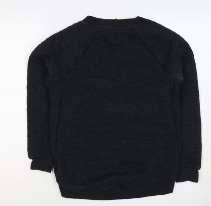 Nike Women Black XS Quilted Sleeve Crew Neck Pullover Sweatshirt