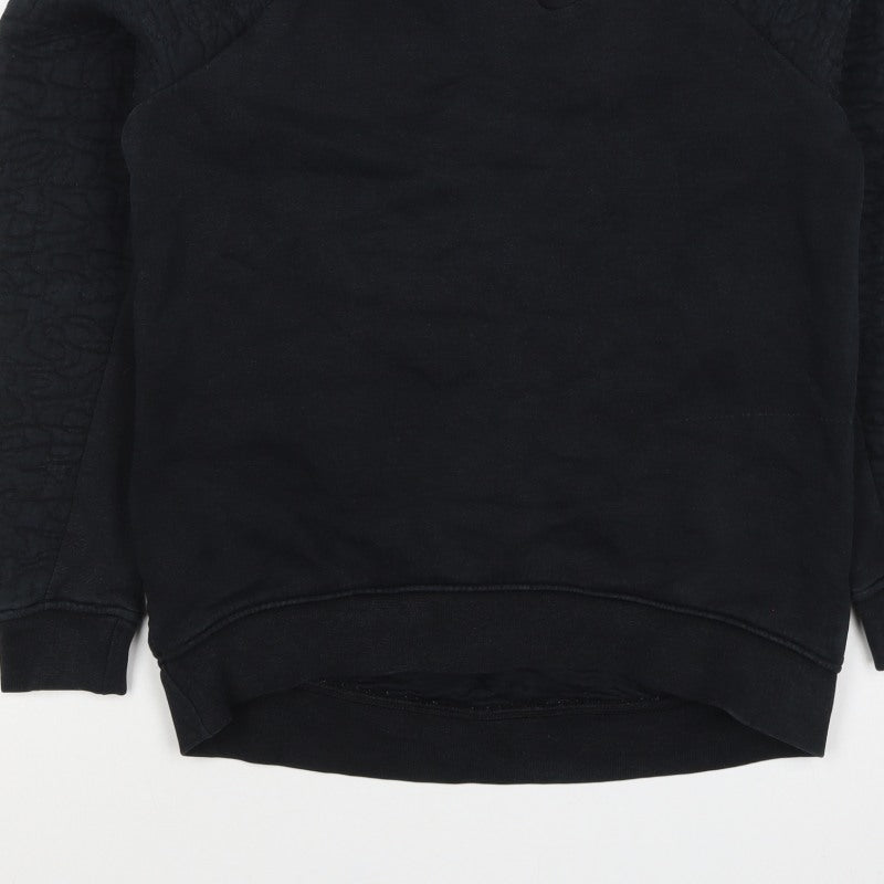 Nike Women Black XS Quilted Sleeve Crew Neck Pullover Sweatshirt