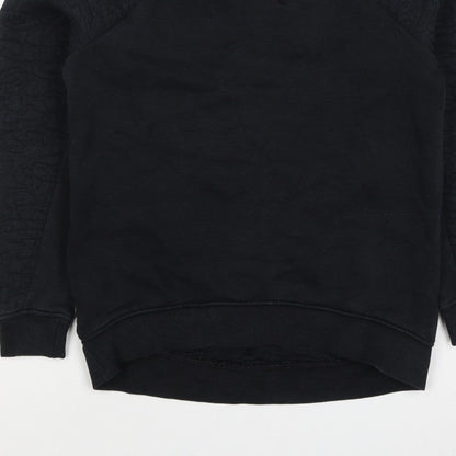 Nike Women Black XS Quilted Sleeve Crew Neck Pullover Sweatshirt