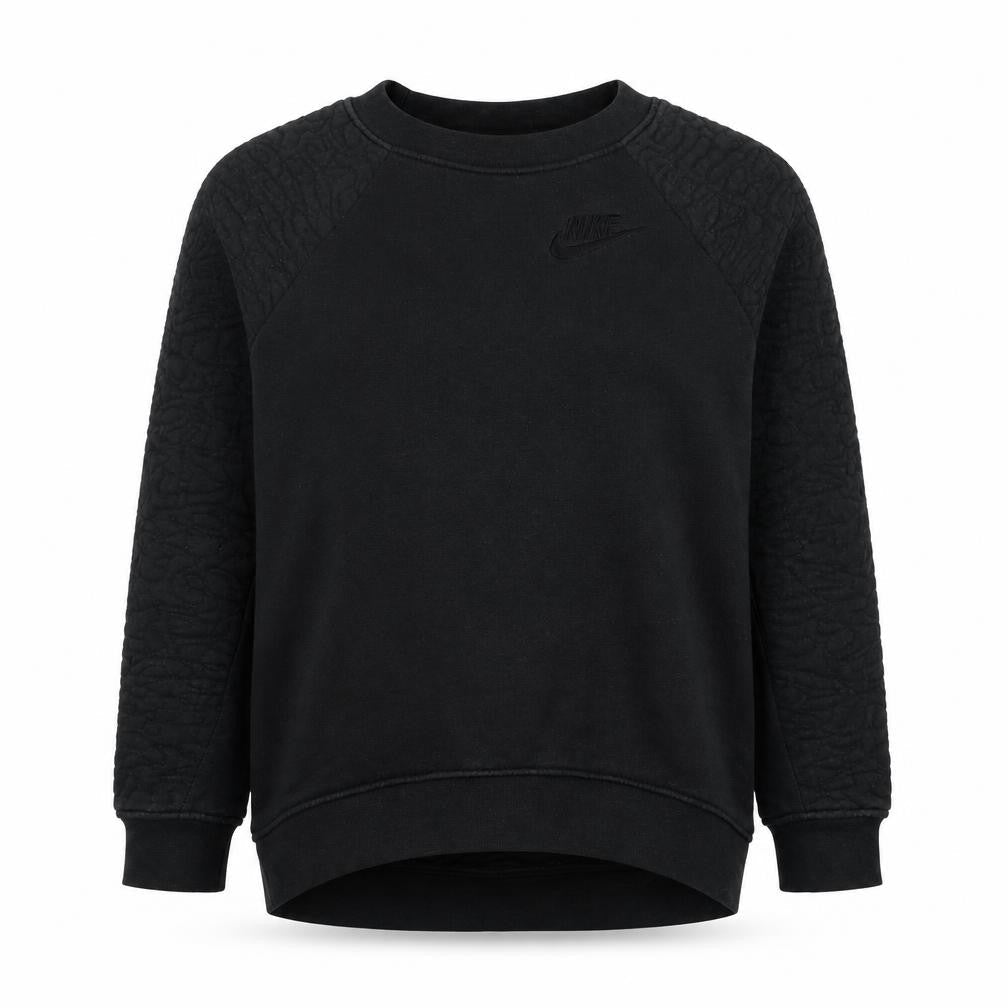 Nike Women Black XS Quilted Sleeve Crew Neck Pullover Sweatshirt