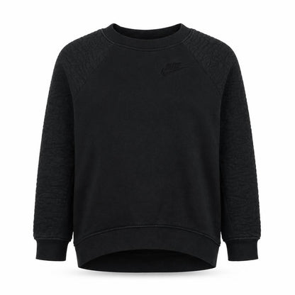 Nike Women Black XS Quilted Sleeve Crew Neck Pullover Sweatshirt