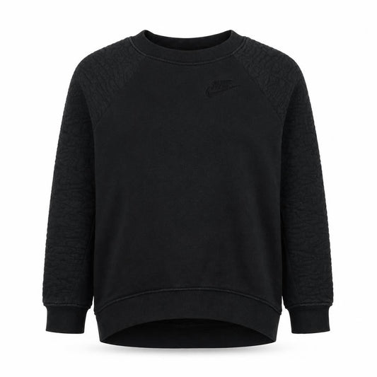 Nike Women Black XS Quilted Sleeve Crew Neck Pullover Sweatshirt