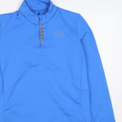 Kalenji Women Blue UK 12 Athletic 1/4 Zip Long Sleeve Running Top