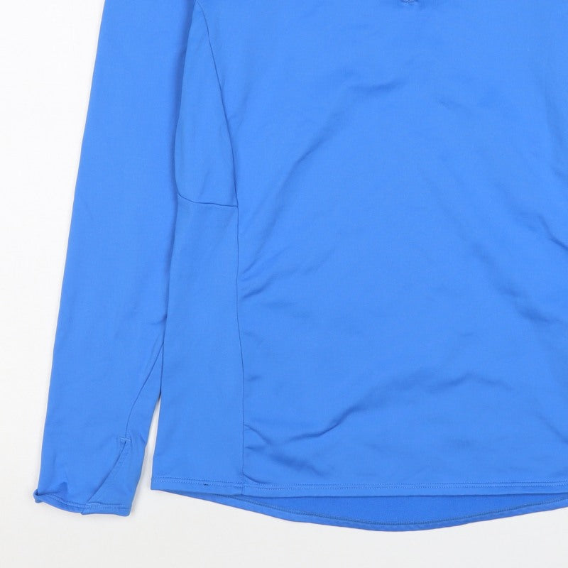 Kalenji Women Blue UK 12 Athletic 1/4 Zip Long Sleeve Running Top