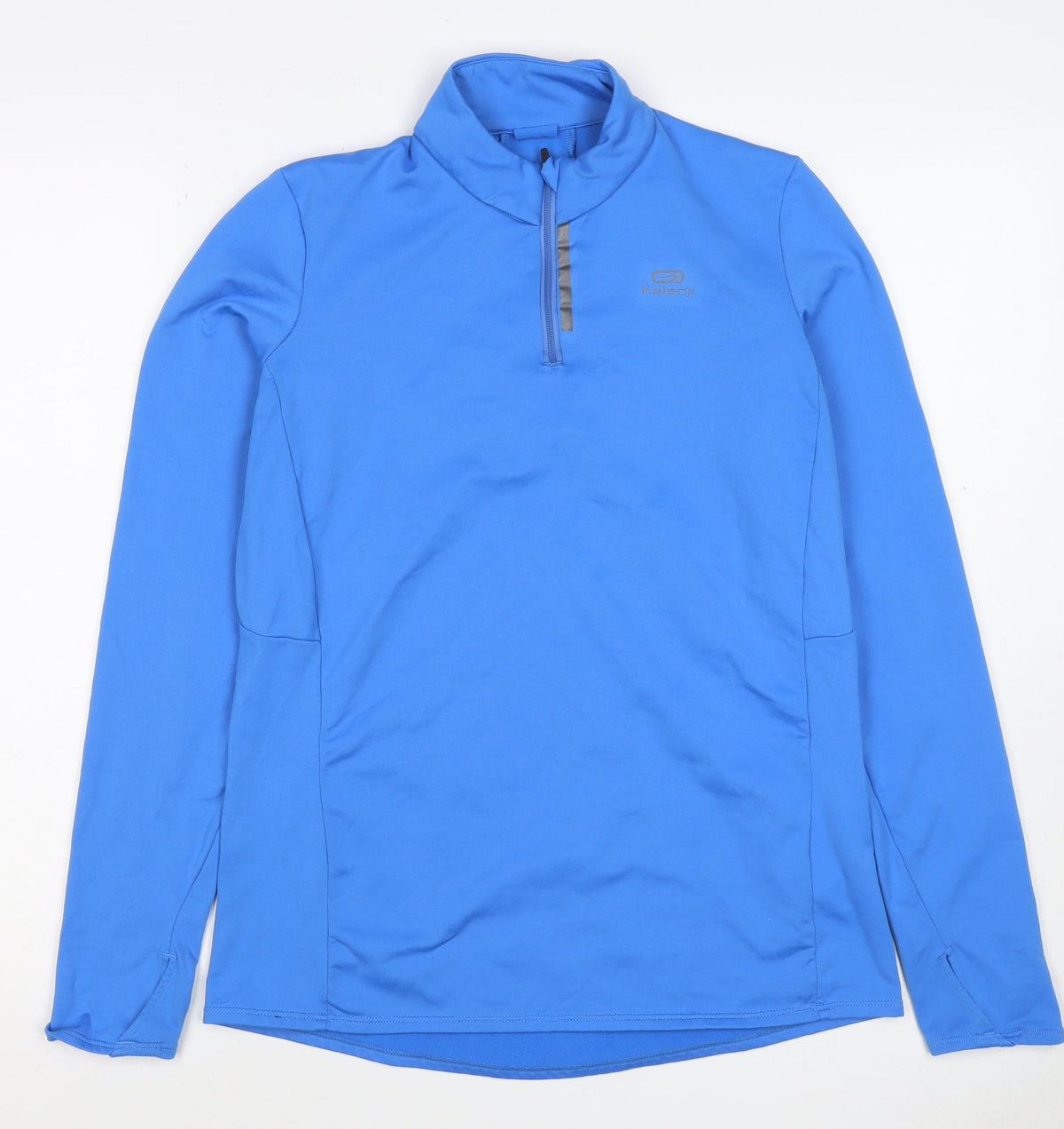 Kalenji Women Blue UK 12 Athletic 1/4 Zip Long Sleeve Running Top