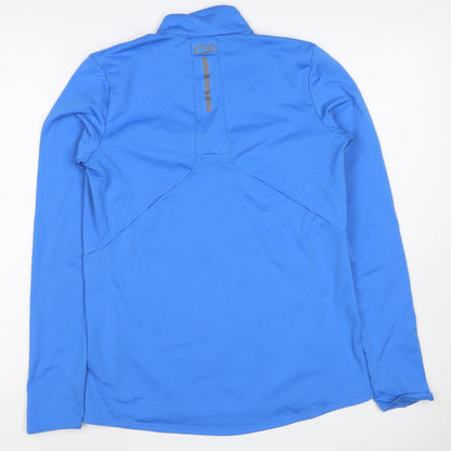 Kalenji Women Blue UK 12 Athletic 1/4 Zip Long Sleeve Running Top