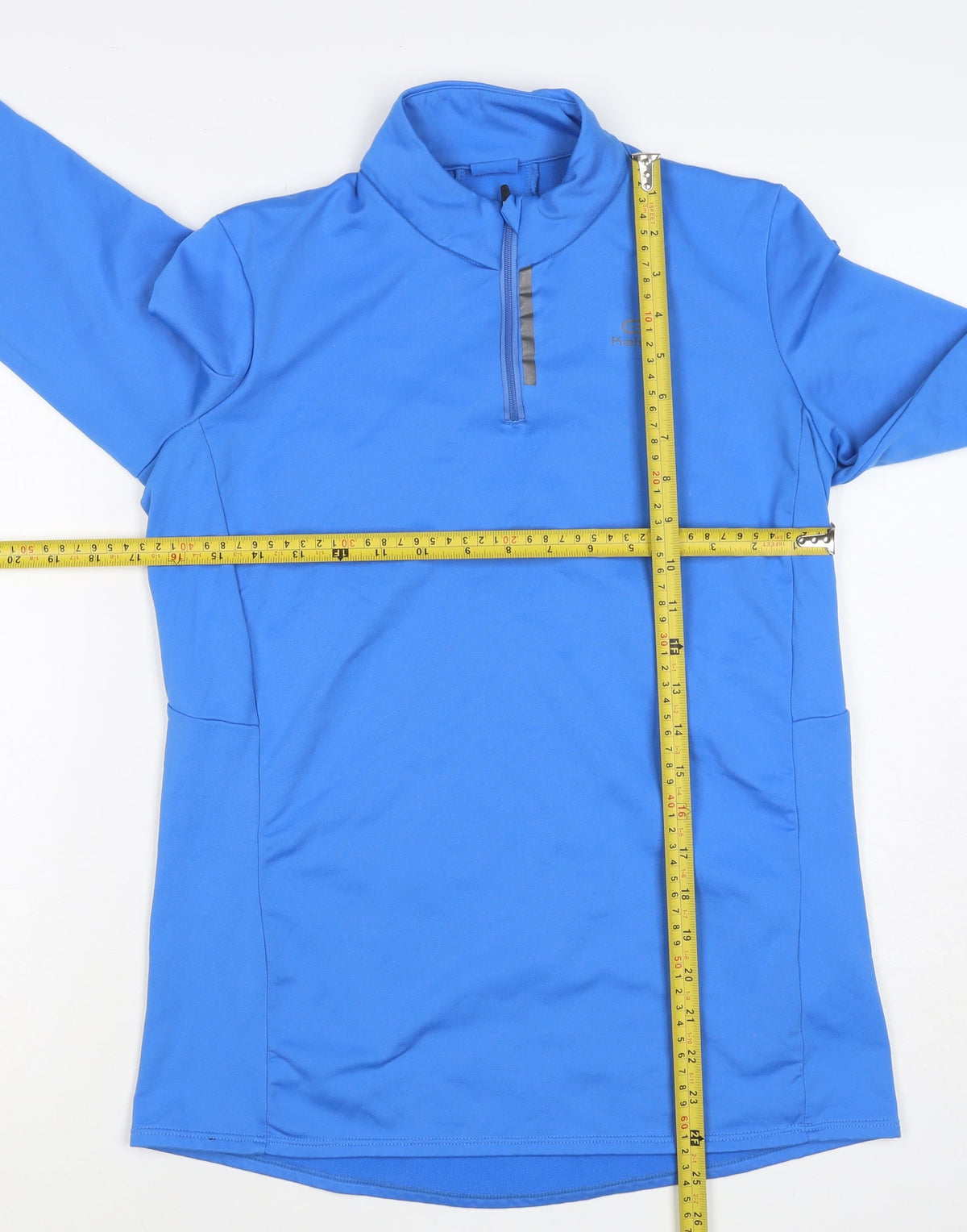 Kalenji Women Blue UK 12 Athletic 1/4 Zip Long Sleeve Running Top